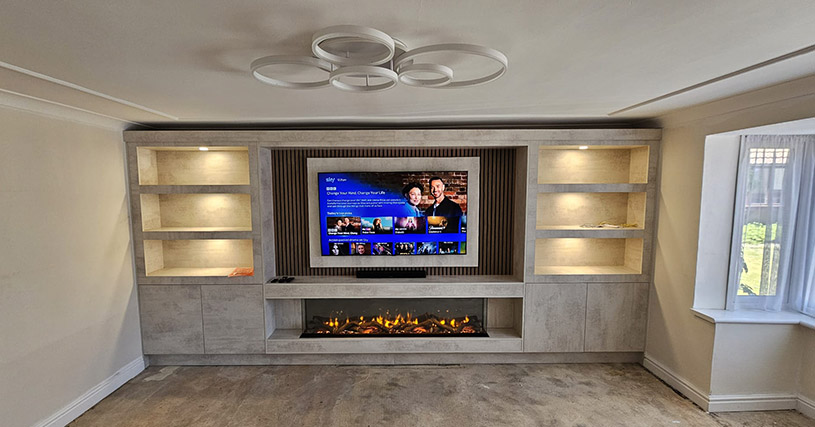 media wall with fire
