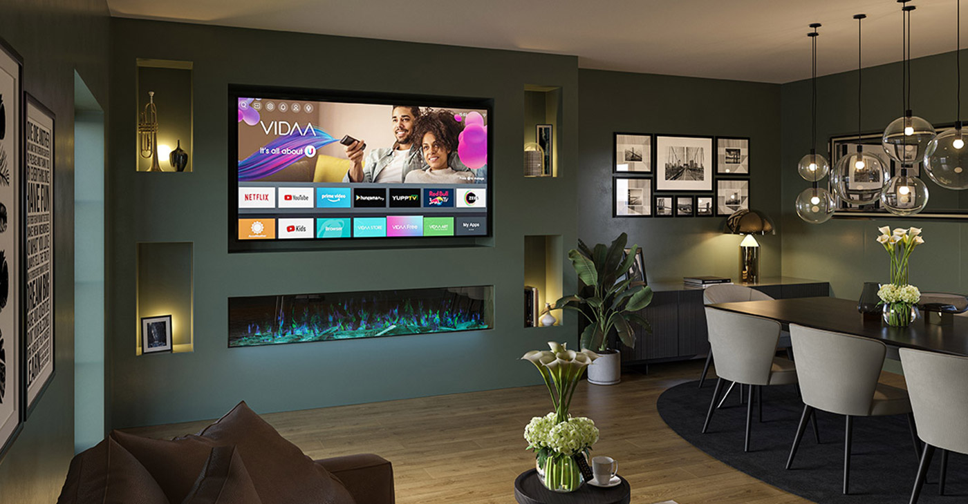 media wall with fireplace