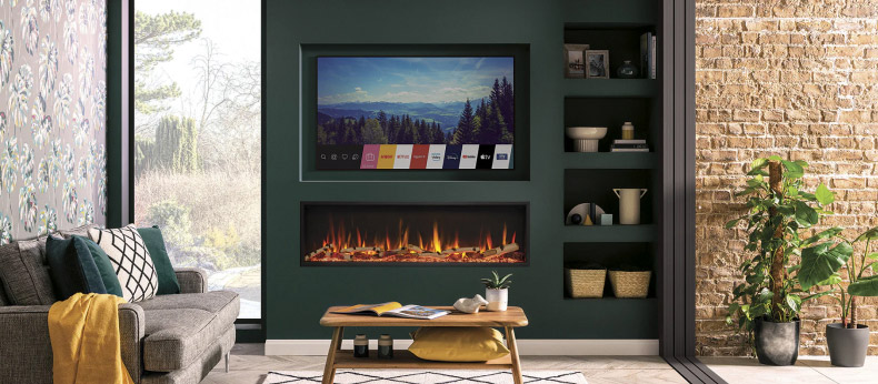 media wall with fireplace
