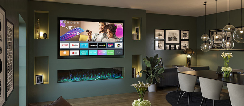 media wall with fireplace